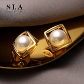 Simple 珍珠复古高级感几何耳环女 S925银针时尚 Love Acc私家