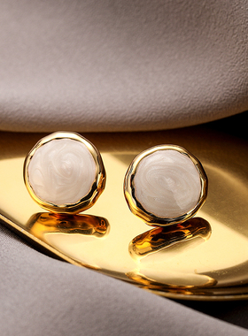 Simple Love Acc私家  法式冷淡风气质简约高级感画釉银针耳环女