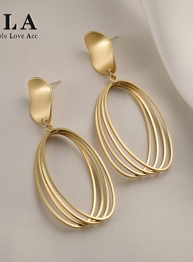 Simple Love Acc私家  设计师夸张曲线哑光金 时尚气质银针耳环女