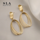 时尚 Simple 设计师夸张曲线哑光金 Acc私家 气质银针耳环女 Love