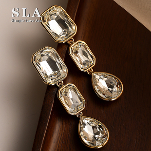 轻奢夸张设计感水晶长款 Acc私家 水滴银针耳环女 Love Simple