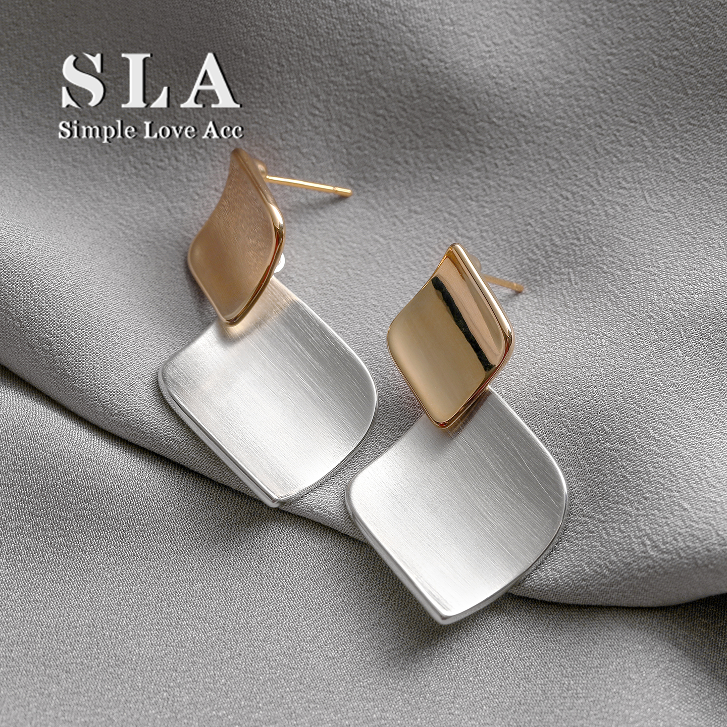 冷淡风个性小众曲面几何方形耳环