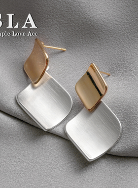 SimpleLoveAcc私家 冷淡风个性小众曲面几何方形气质高级感耳环女
