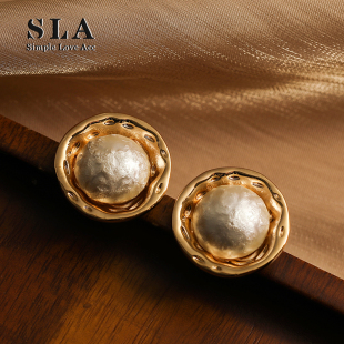 不一样 Acc私家 设计师珍珠高级百搭银针耳环女 Love Simple