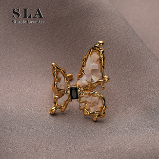 美拉德天然贝母蝴蝶高档精致奢华气质戒指 Acc私家 Simple Love