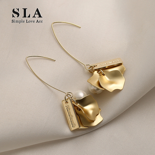 Love 法式 Acc私家 高级哑金 高品质珍珠耳环女 磨砂质感 Simple