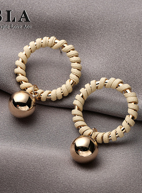 SLA私家 纯手工编织个性不同款金属球耳坠女 s925银针耳环女圆圈