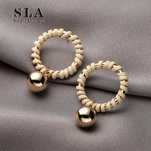 SLA私家 不同款 金属球耳坠女 s925银针耳环女圆圈 纯手工编织个性