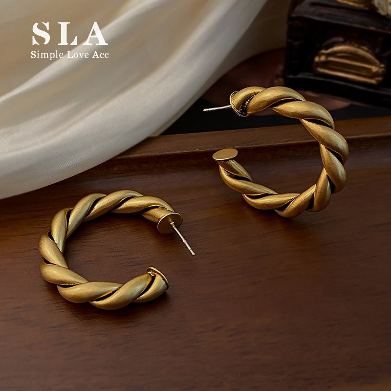 麻花法式风高级感ins新款潮耳环