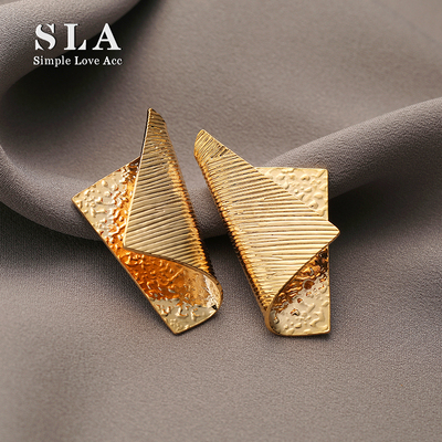 银针折叠耳环2025年秋季新品金色