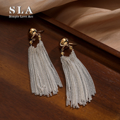 Love Acc私家 法式 Simple 长款 锁链设计师高级感金属银针耳环女