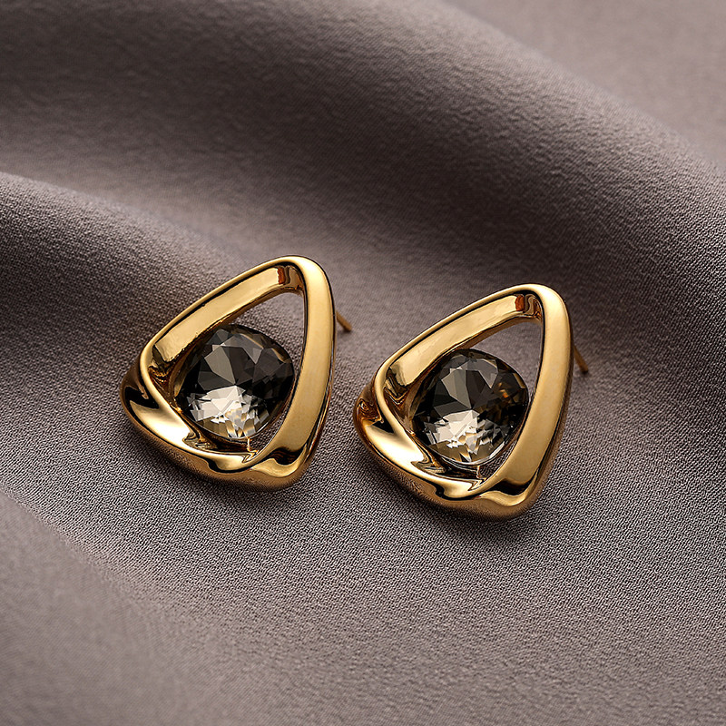 Simple Love Acc私家  设计师潮流水晶三角形几何银针耳环女