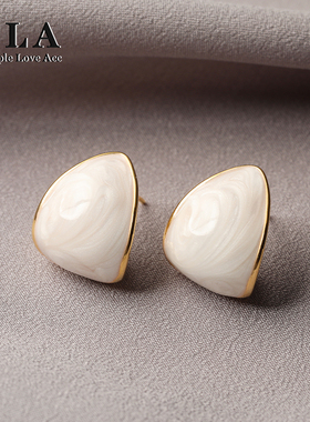 Simple Love Acc私家 法式三角形滴釉设计感轻奢气质银针耳环女