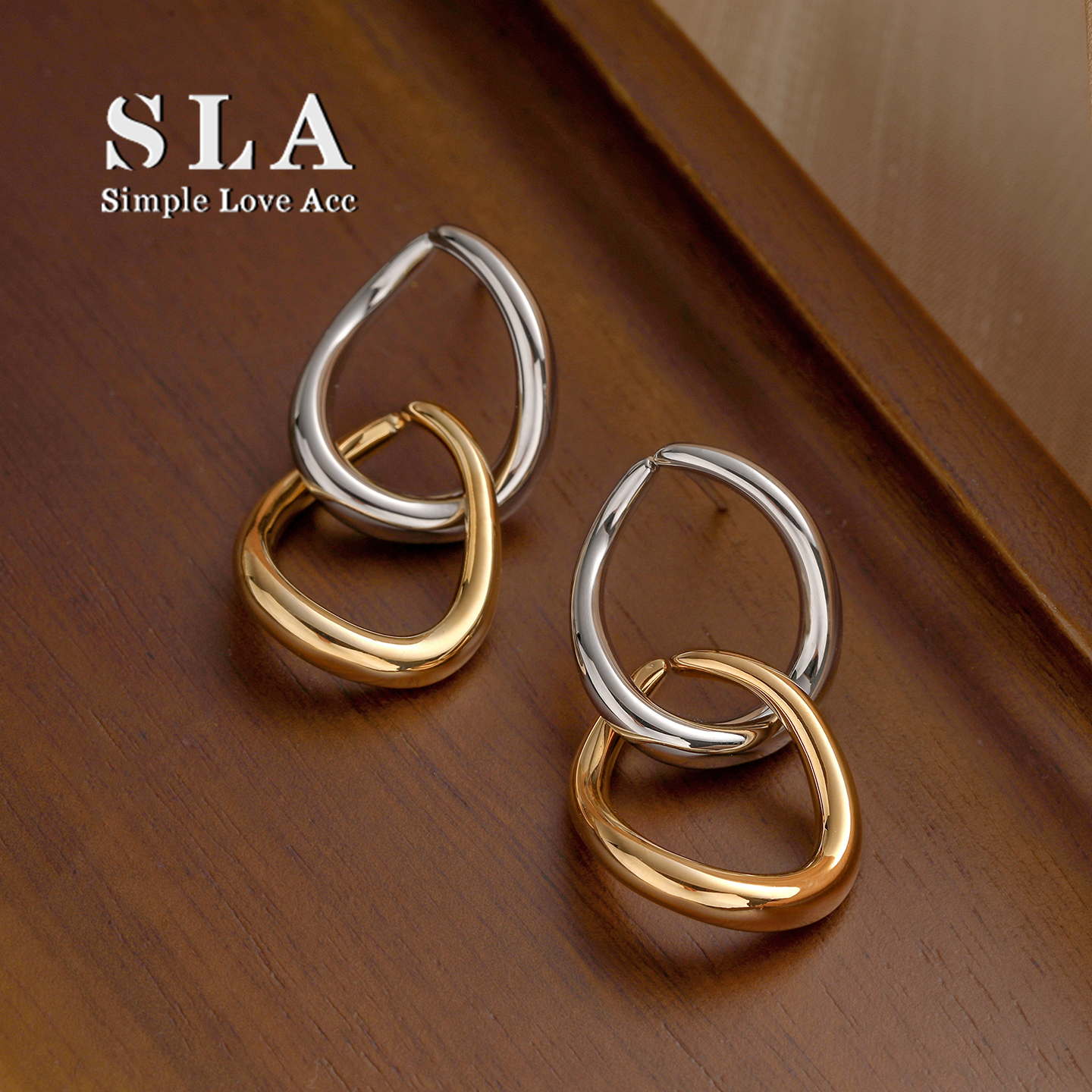 双撞色银针耳环女潮新品