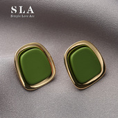 Simple 耳环 夏日绿方形双层设计高级感银针不同款 Love Acc私家