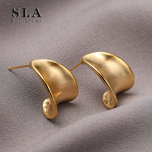 欧美银针女拉丝工艺耳环