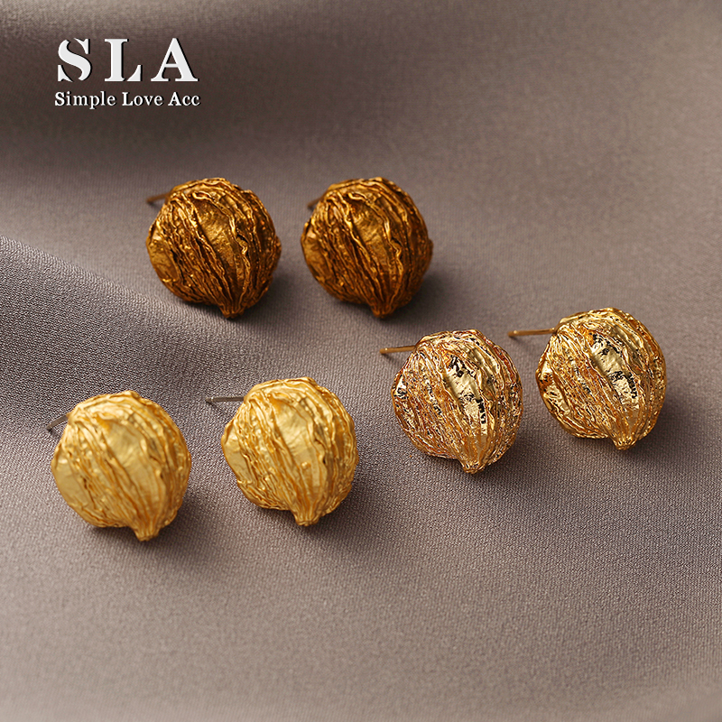 金箔蛋造型银针耳环女