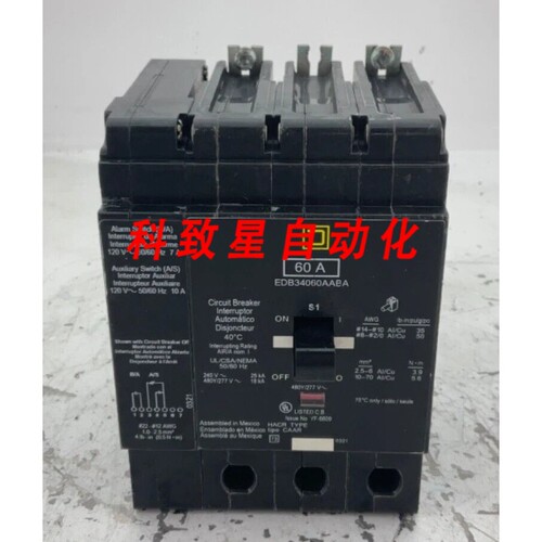 工业配件EDB34060AABA 断路器480Y/277V 60A 3P BROKEN SIDE