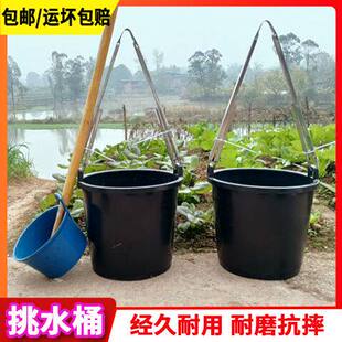 老式粪桶特厚牛筋桶工地灰桶耐用农用家用专用桶加厚牛筋水桶带盖