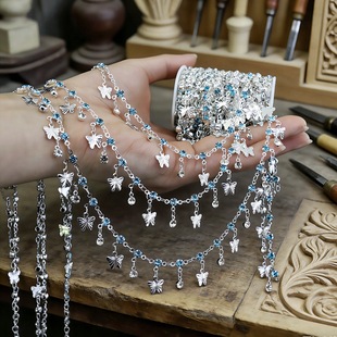 链条diy 蝶梦 锆石批花吊钻 古风头饰链子diy 异域服饰配件