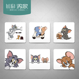 饰 拍2套送1套猫和老鼠开关贴纸自粘可爱遮丑补洞插座面板贴墙贴装