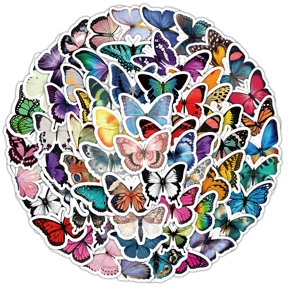 100张儿童迷你卡通动物蝴蝶涂鸦贴纸防水手账可爱拉杆箱水杯冰箱滑板