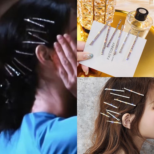 陈都灵同款镶钻发夹bulingbuling满钻刘海侧边夹轻奢一字夹发卡子