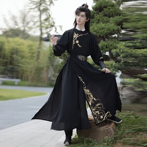 武侠汉服男女情侣唐朝圆领袍帅气酷飒侠客日常套装仙古装绣花拍照