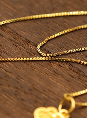 s925银锁骨链可调节肖邦链DIY项链盒子链首饰吊坠针式24k金隔珠