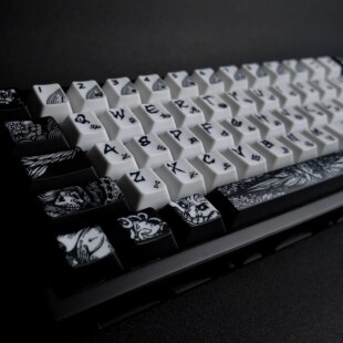 元 外设蚀刻天使键帽PBT键帽140键原厂高度五面热升华1.8mm壁厚