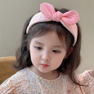 简约百搭宝宝小女孩头箍发卡头饰 春夏新款 韩版 立体兔耳朵宽发箍