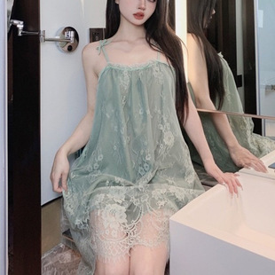 性感纯欲风吊带裙家居服2023爆款 睡衣女夏天蕾丝高级感大码 睡裙