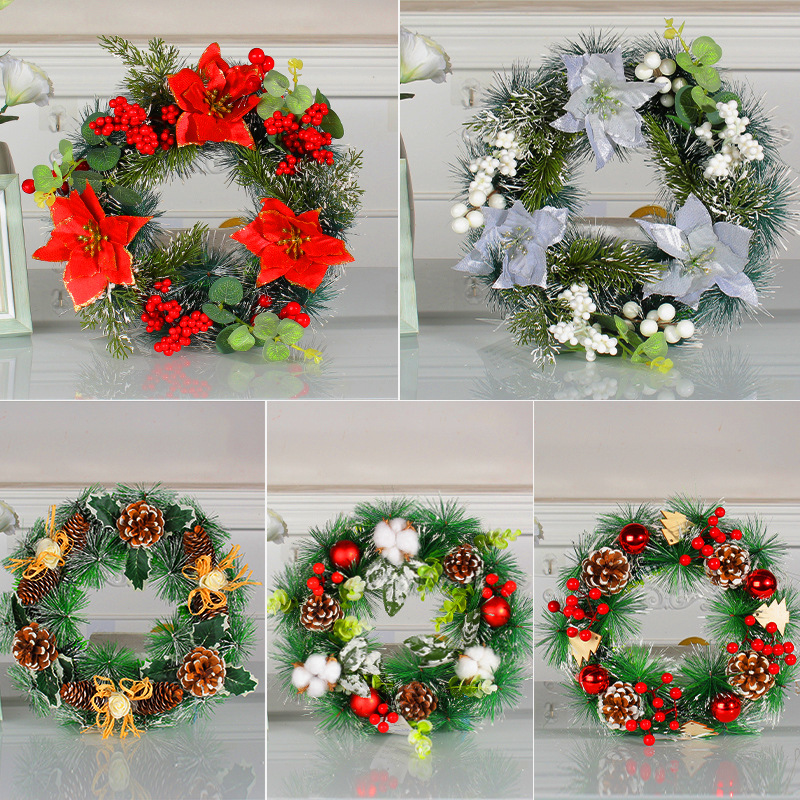 Christmas simulation pine wreath door hanging圣诞节花环门挂