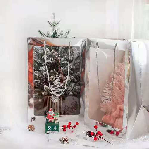 Flower packaging bag mirror Christmas gift bag圣诞礼品袋