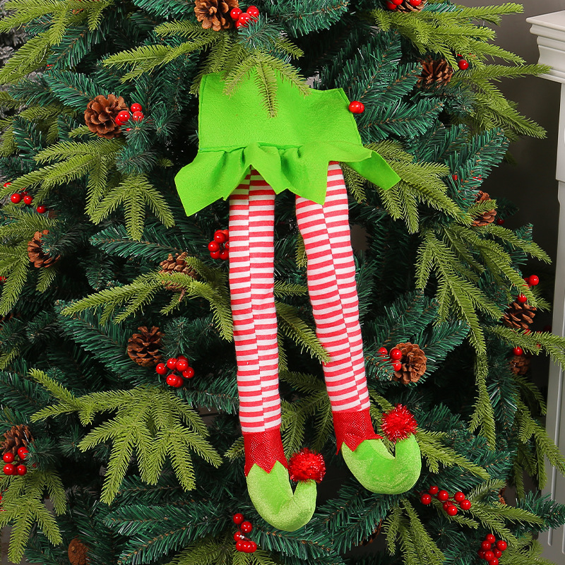 New Christmas Green Fabric Elf Leg Prop圣诞节布艺精灵腿道具