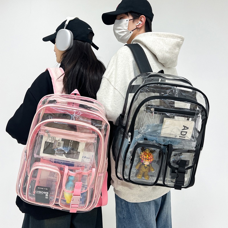 Transparent backpack PVC large capacity student backpack书包