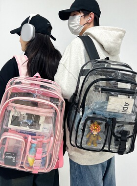 Transparent backpack PVC large capacity student backpack书包