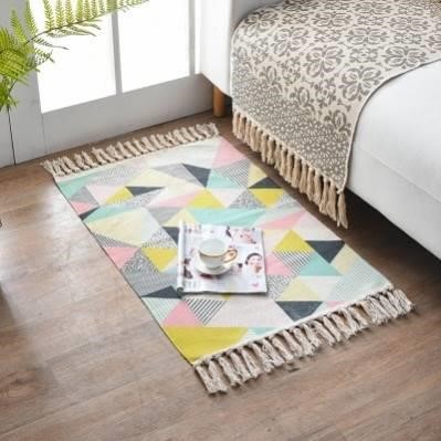 Bomian H Woven Cton Linen Carpet Rug Bedside Rug Geom