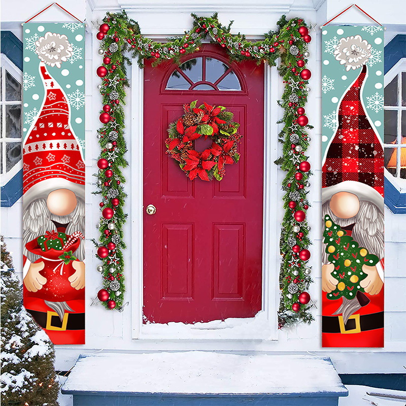 2025 New Christmas Dwarf Doll Flag Hanging Cloth圣诞娃挂挂布