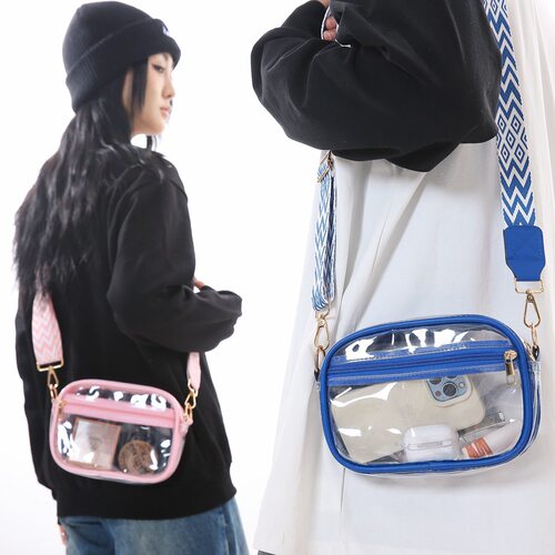 Trendy transparent PVC crossbody bag beach bag单肩沙滩包透明