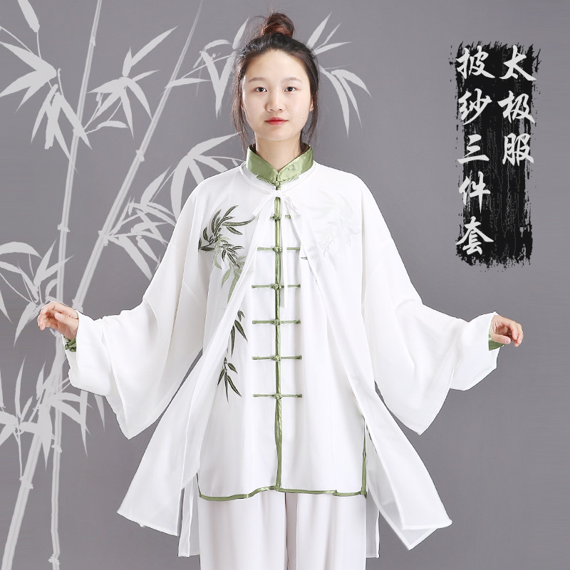 太极服女春夏竹叶青花瓷刺绣练功武术表演比赛太极拳服装男中国风_虎窝淘