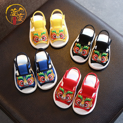 周岁虎头鞋婴儿夏老虎鞋唐装女童宝宝凉鞋中国风鞋儿童鞋夏季家居