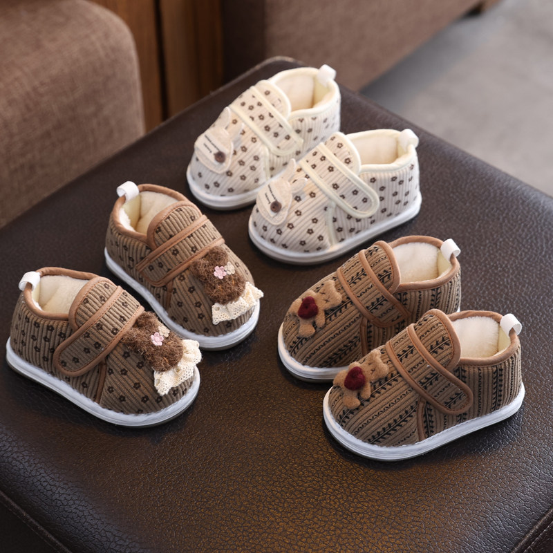 儿童棉鞋女童手工布鞋冬季千层底老棉鞋小童加绒保暖鞋室内鞋男童