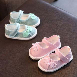 女童古装鞋子汉服鞋女童绣花鞋中国风唐装古风童鞋老北京家居鞋