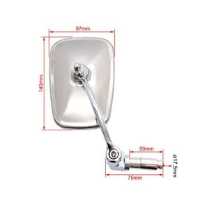 手把镜通用22MM倒车镜 方形车把后视镜 适用摩托车改装 复古后视镜