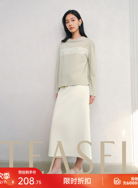 TEASEL「A类婴儿棉」云柔触感高密木棉长绒棉蕾丝拼接减龄长袖T恤