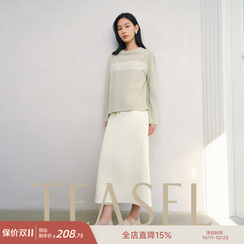 云柔触感婴儿棉蕾丝拼接圆领T恤