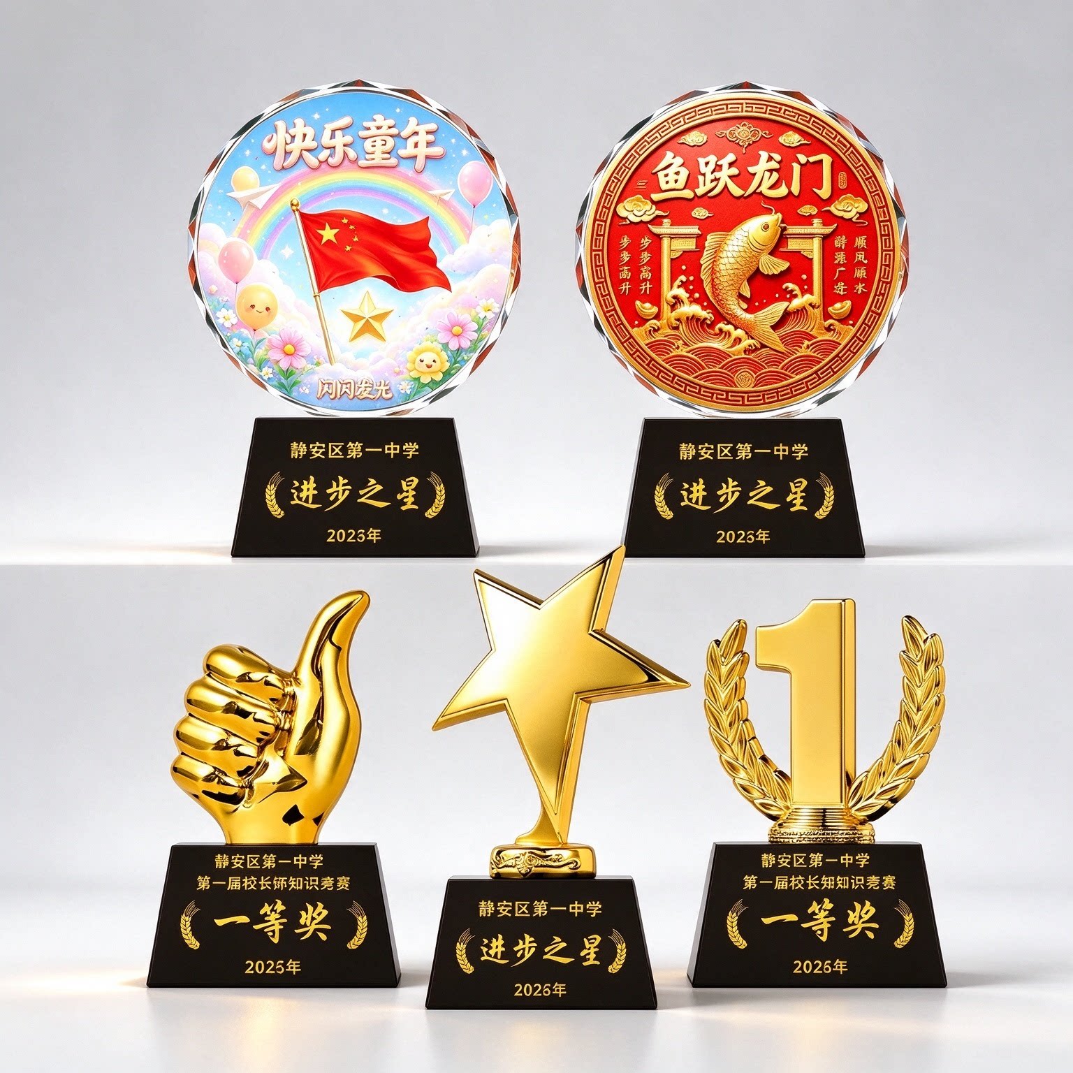 儿童奖杯定制定做创意五角星运动会比赛金属纪念品冠军小奖杯订制