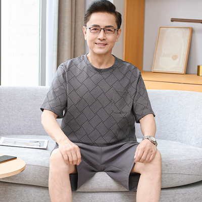 中年纯棉睡衣短袖五分裤