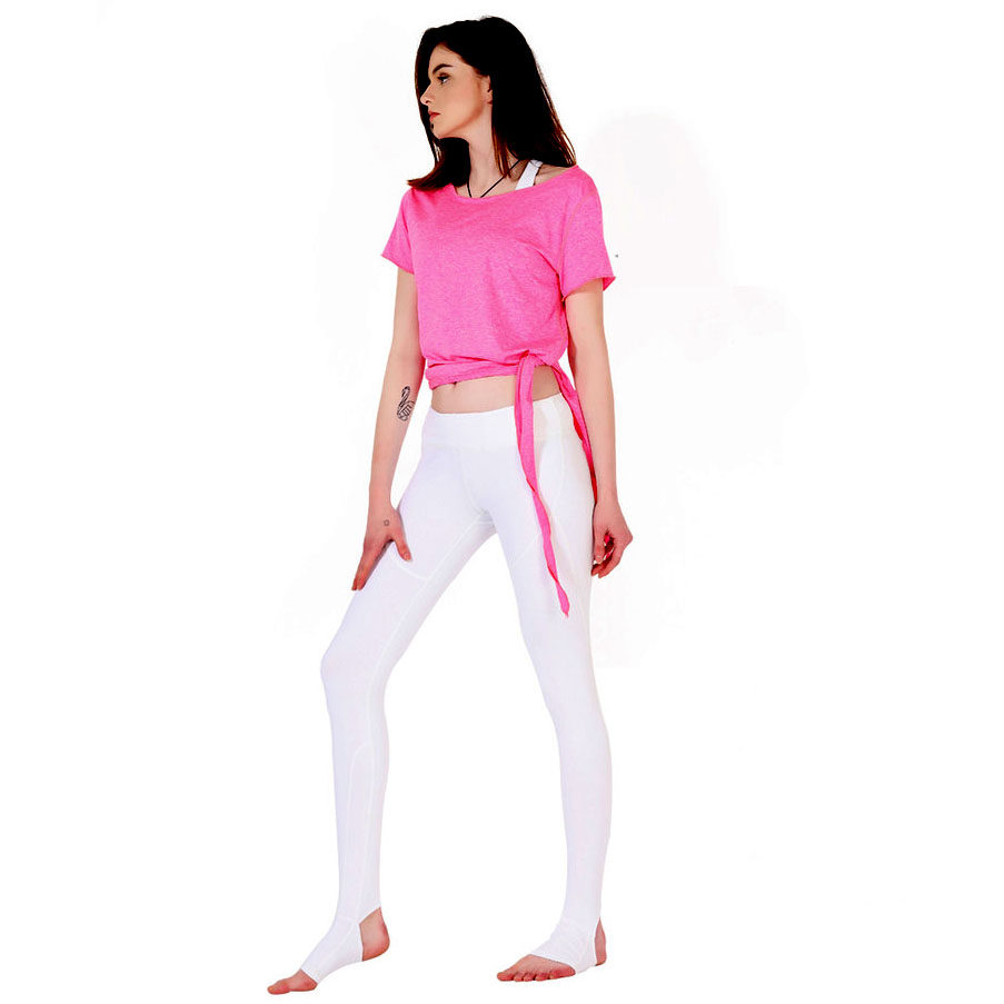 女瑜伽长裤 紧身裸感速干健身运动九分裤 锦纶踩脚硅胶防滑 白色